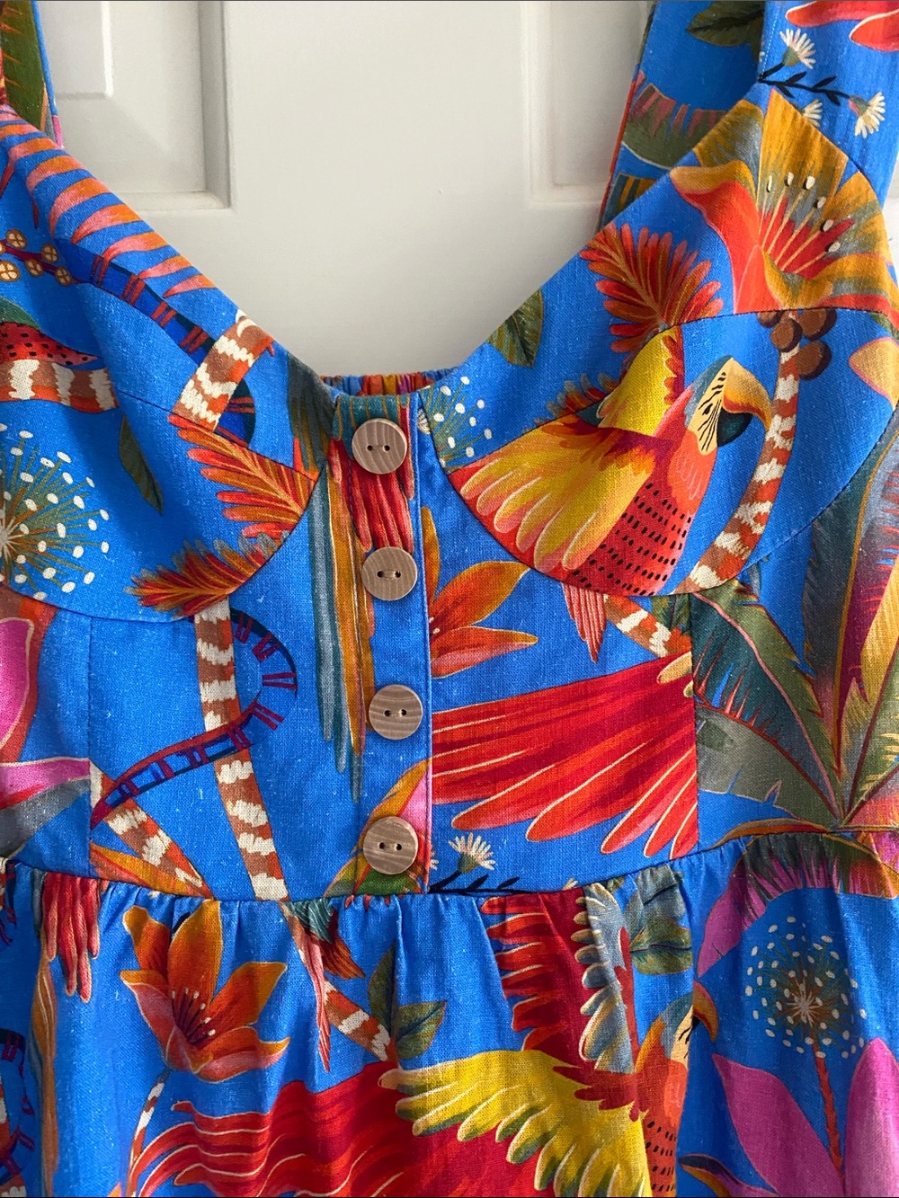 FARM Rio Blue macaw Print party Mini Dress - Picture 4 of 9